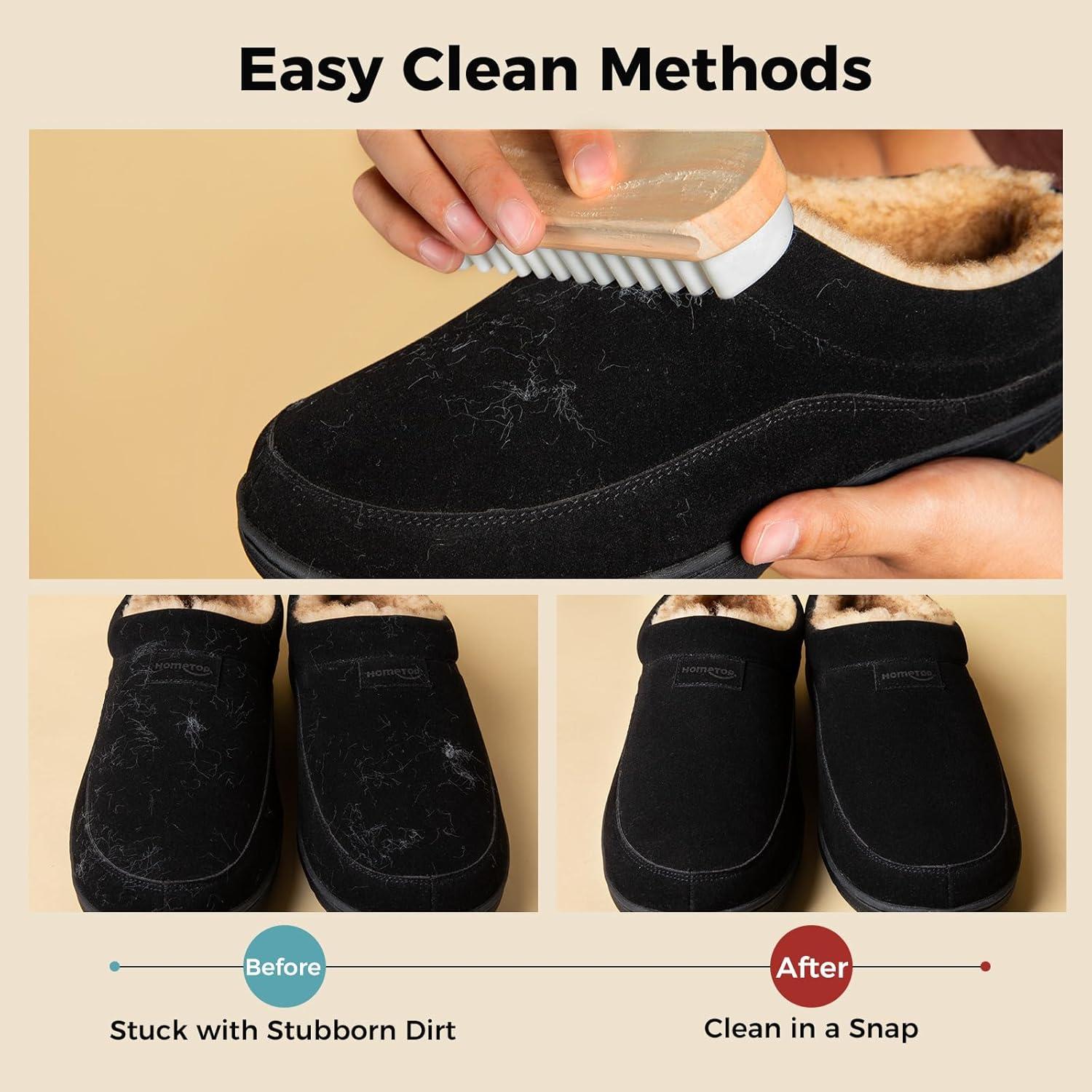 imageHomeTop Mens Moccasin Slippers Soft Warm Nonslip Memory Foam Indoor House Shoes with Fluffy LiningDark Black