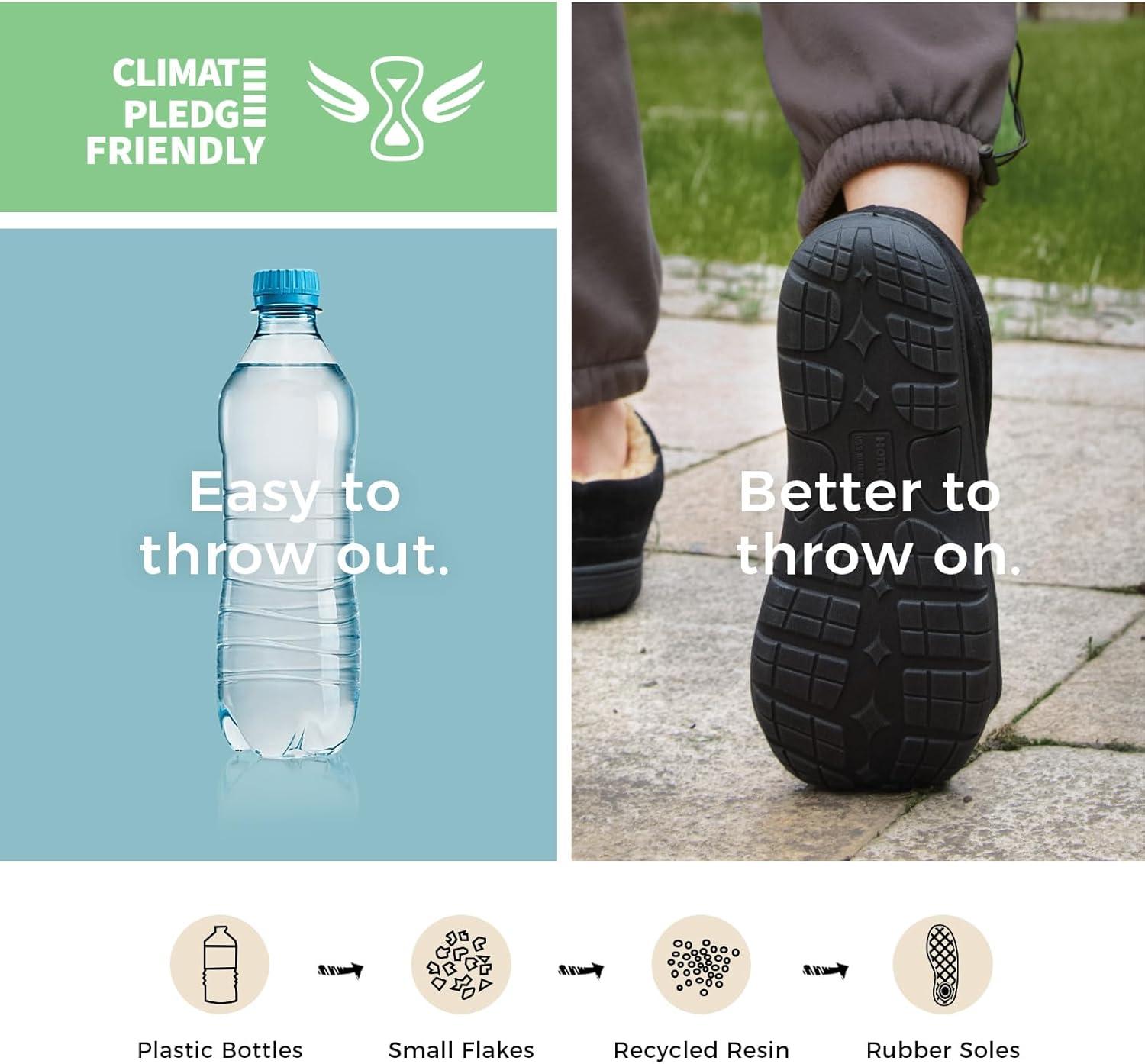 imageHomeTop Mens Moccasin Slippers Soft Warm Nonslip Memory Foam Indoor House Shoes with Fluffy LiningDark Black