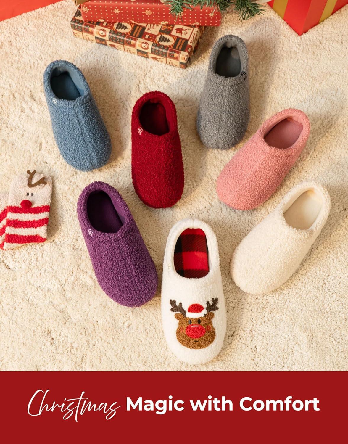 imageHomeTop Womens Fuzzy Curly Fur Memory Foam Loafer Slippers with Polar Fleece LiningPink