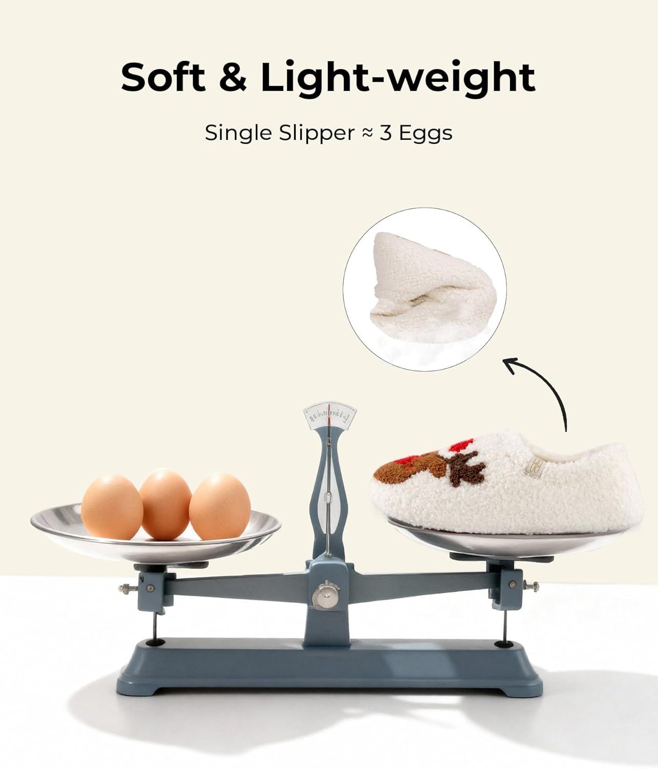 imageHomeTop Womens Fuzzy Curly Fur Memory Foam Loafer Slippers with Polar Fleece LiningXmas Reindeer