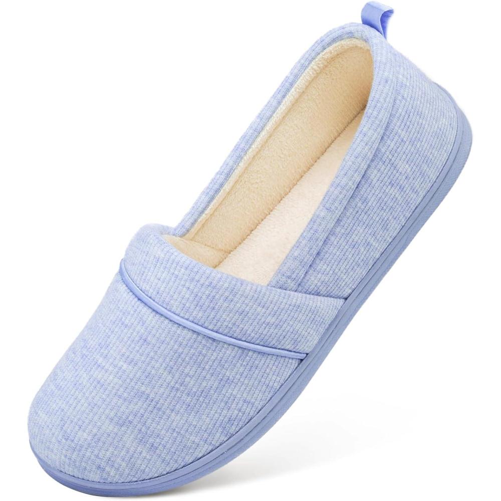 imageHomeTop Womens Comfy Loafer Slippers Lightweight Memory Foam Nonslip Indoor House ShoesBlue