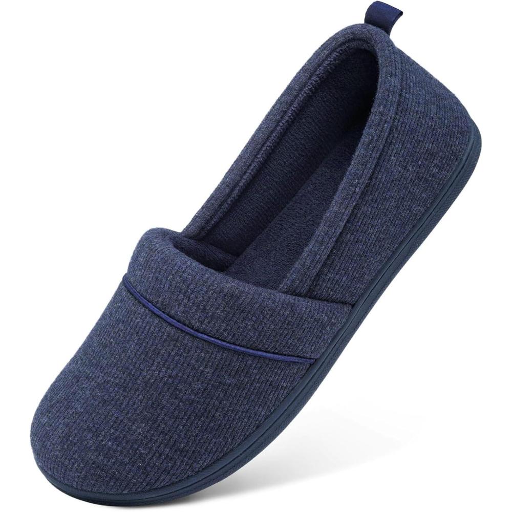 imageHomeTop Womens Comfy Loafer Slippers Lightweight Memory Foam Nonslip Indoor House ShoesNavy Blue