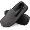 imageHomeTop Mens Comfort Memory Foam Moccasin Slippers Breathable Cotton Knit Terry Cloth House Shoes for Indoor OutdoorDark Gray