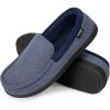 imageHomeTop Mens Comfort Memory Foam Moccasin Slippers Breathable Cotton Knit Terry Cloth House Shoes for Indoor OutdoorDemin Blue