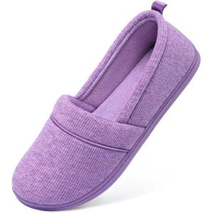 HomeTop Women’s Comfy Loafer Slippers Lightweight Memory Foam Non-slip Indoor House Shoes(Purple)