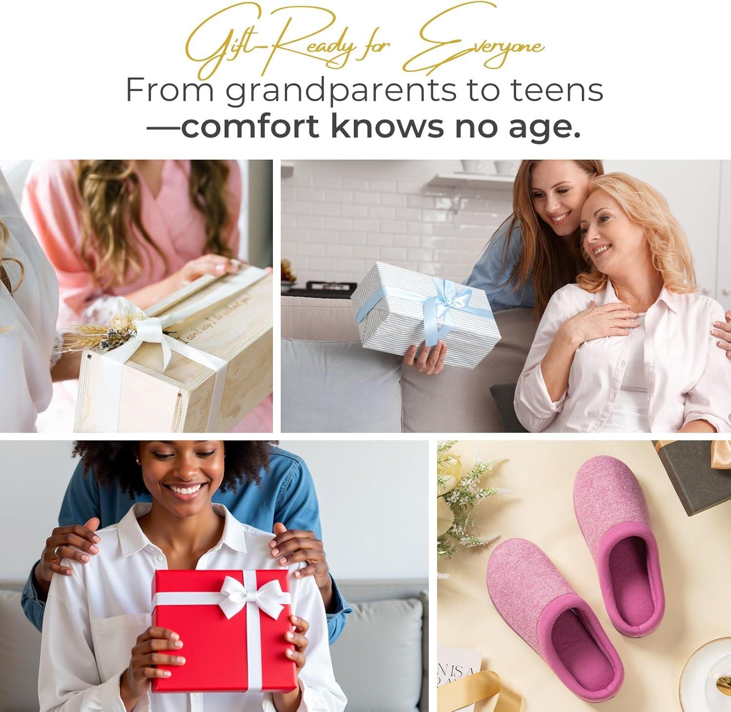 imageHomeTop Womens Knit Memory Foam Slippers Warm Soft House Shoes with Antislip SoleFushcia