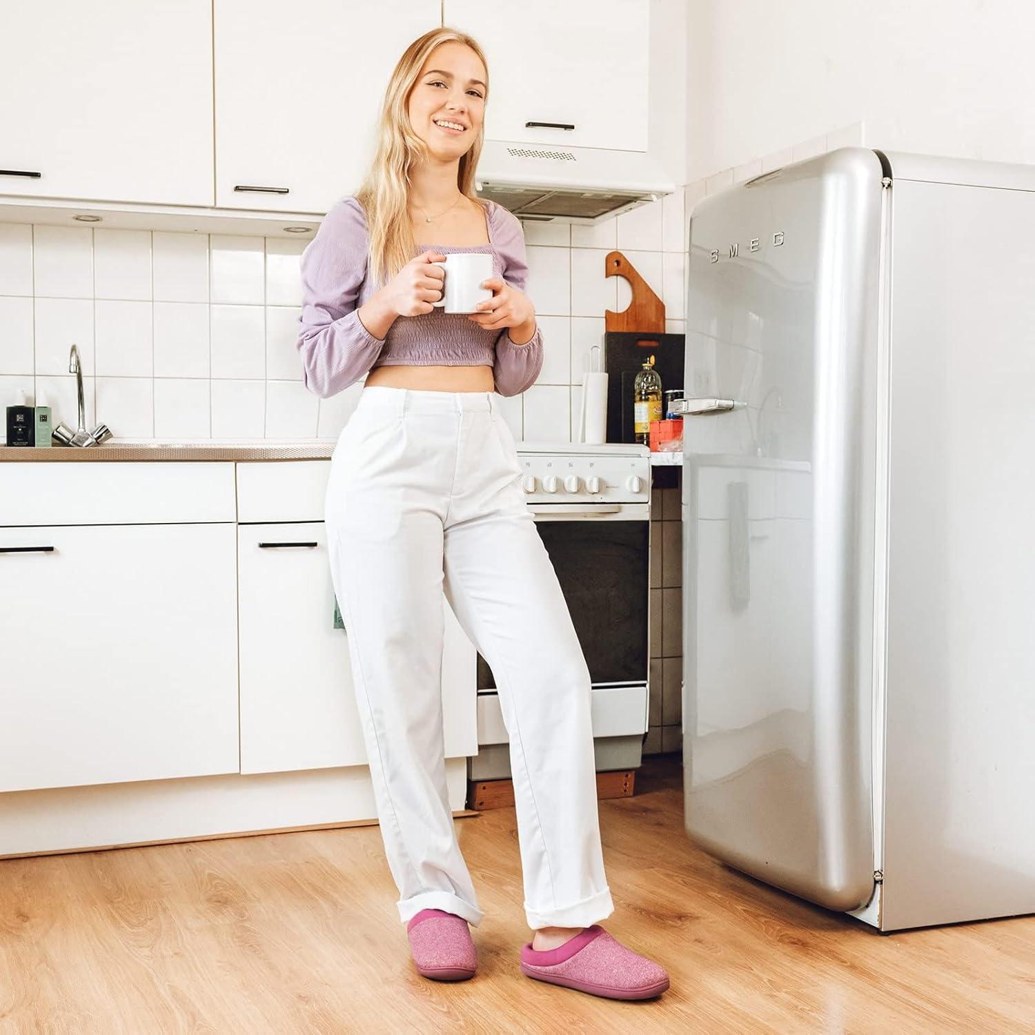 imageHomeTop Womens Knit Memory Foam Slippers Warm Soft House Shoes with Antislip SoleFushcia