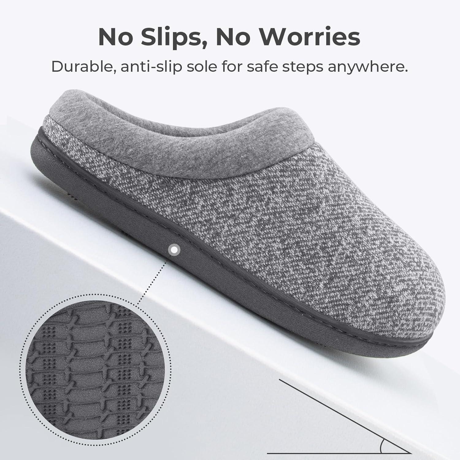 imageHomeTop Womens Knit Memory Foam Slippers Warm Soft House Shoes with Antislip SoleGrey