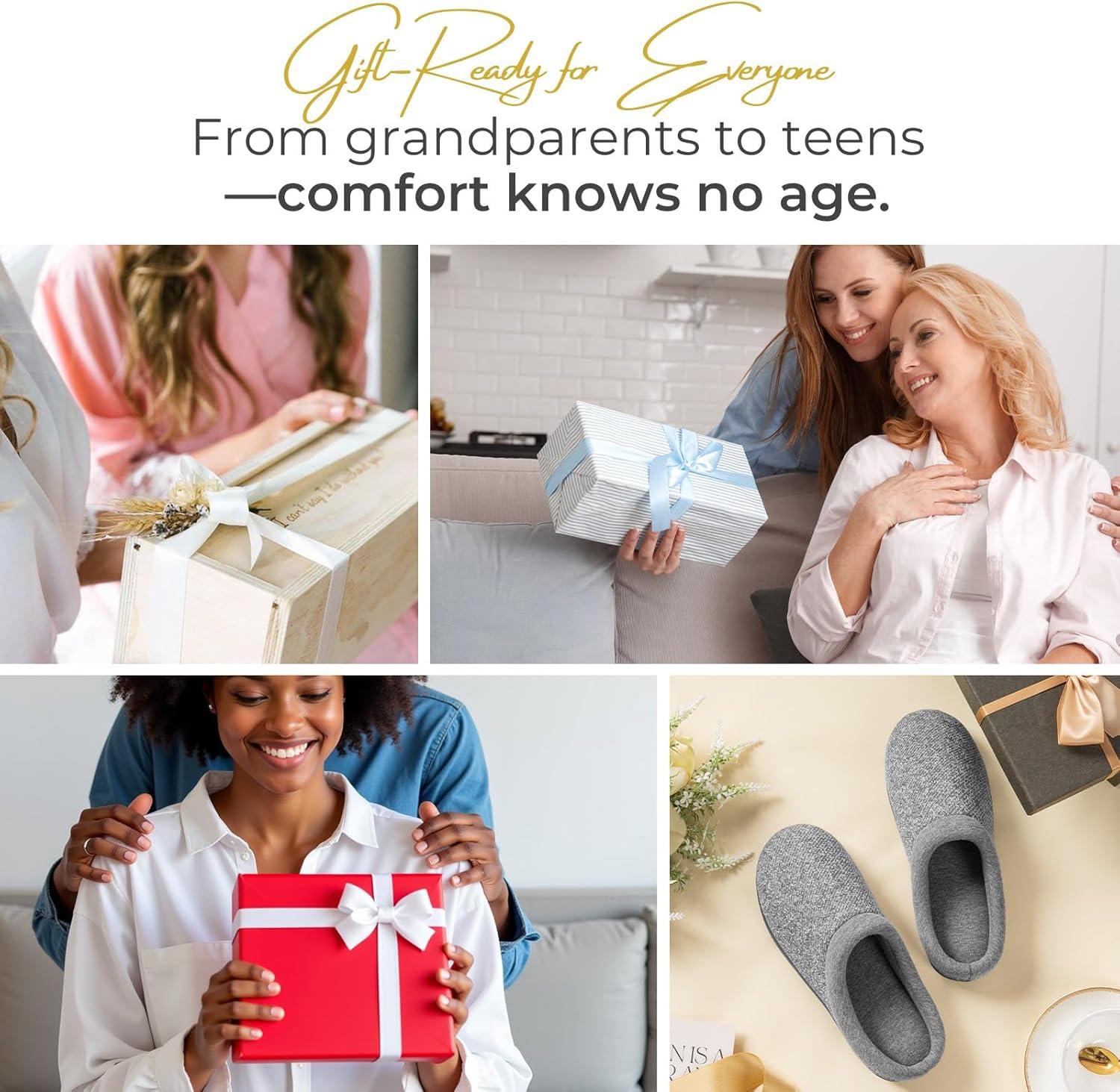 imageHomeTop Womens Knit Memory Foam Slippers Warm Soft House Shoes with Antislip SoleGrey