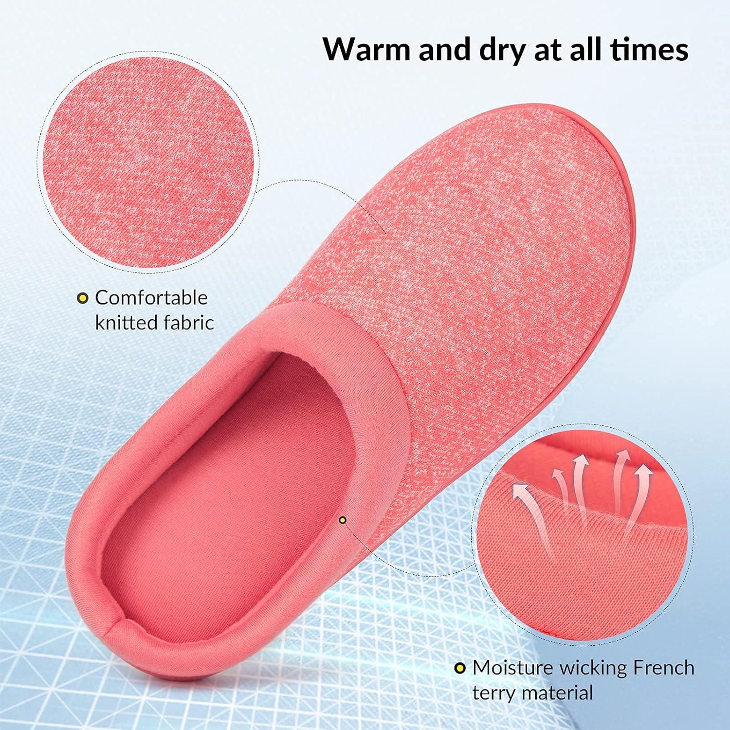 imageHomeTop Womens Knit Memory Foam Slippers Warm Soft House Shoes with Antislip SoleLight Red