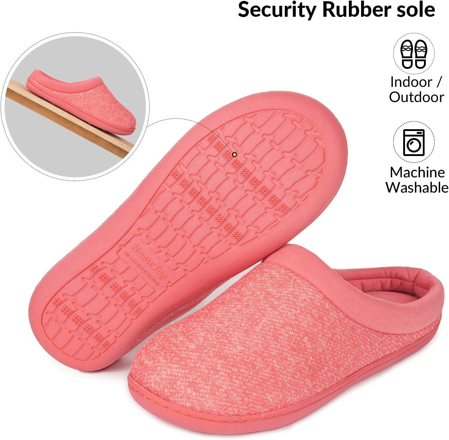 imageHomeTop Womens Knit Memory Foam Slippers Warm Soft House Shoes with Antislip SoleLight Red