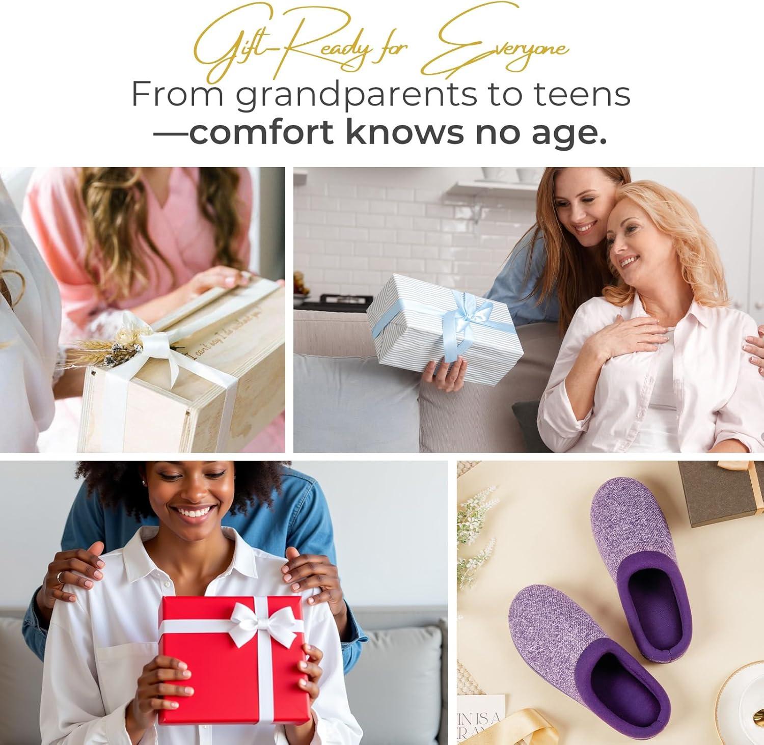 imageHomeTop Womens Knit Memory Foam Slippers Warm Soft House Shoes with Antislip SolePurple