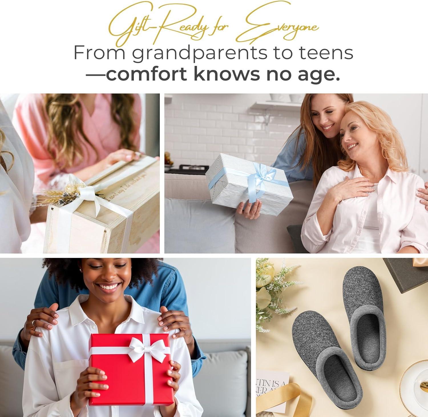 imageHomeTop Womens Knit Memory Foam Slippers Warm Soft House Shoes with Antislip SoleSpace Black