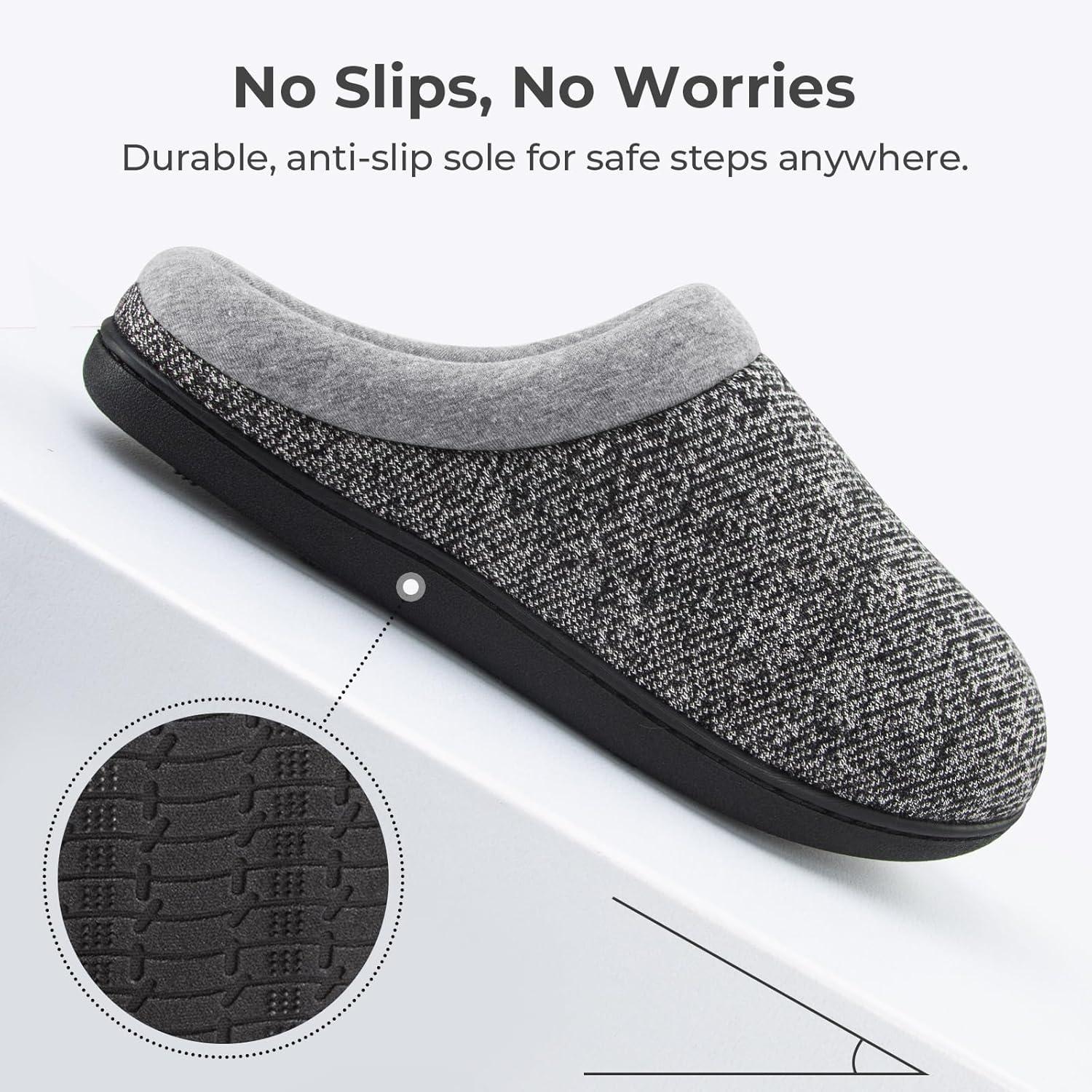 imageHomeTop Womens Knit Memory Foam Slippers Warm Soft House Shoes with Antislip SoleSpace Black
