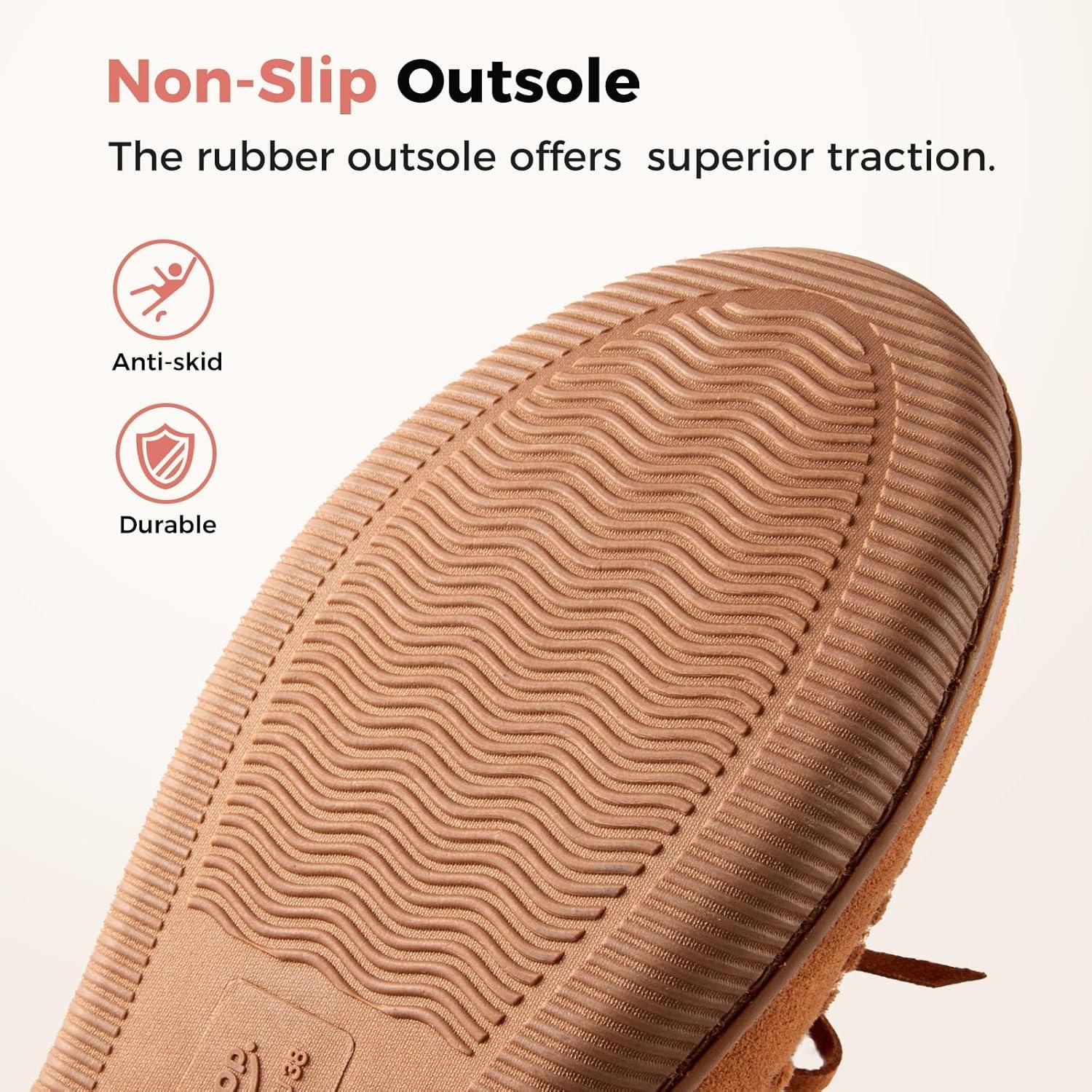 imageHomeTop Womens Moccasins House Slippers Memory Foam Indoor Outdoor Ladies ShoesCinnamon