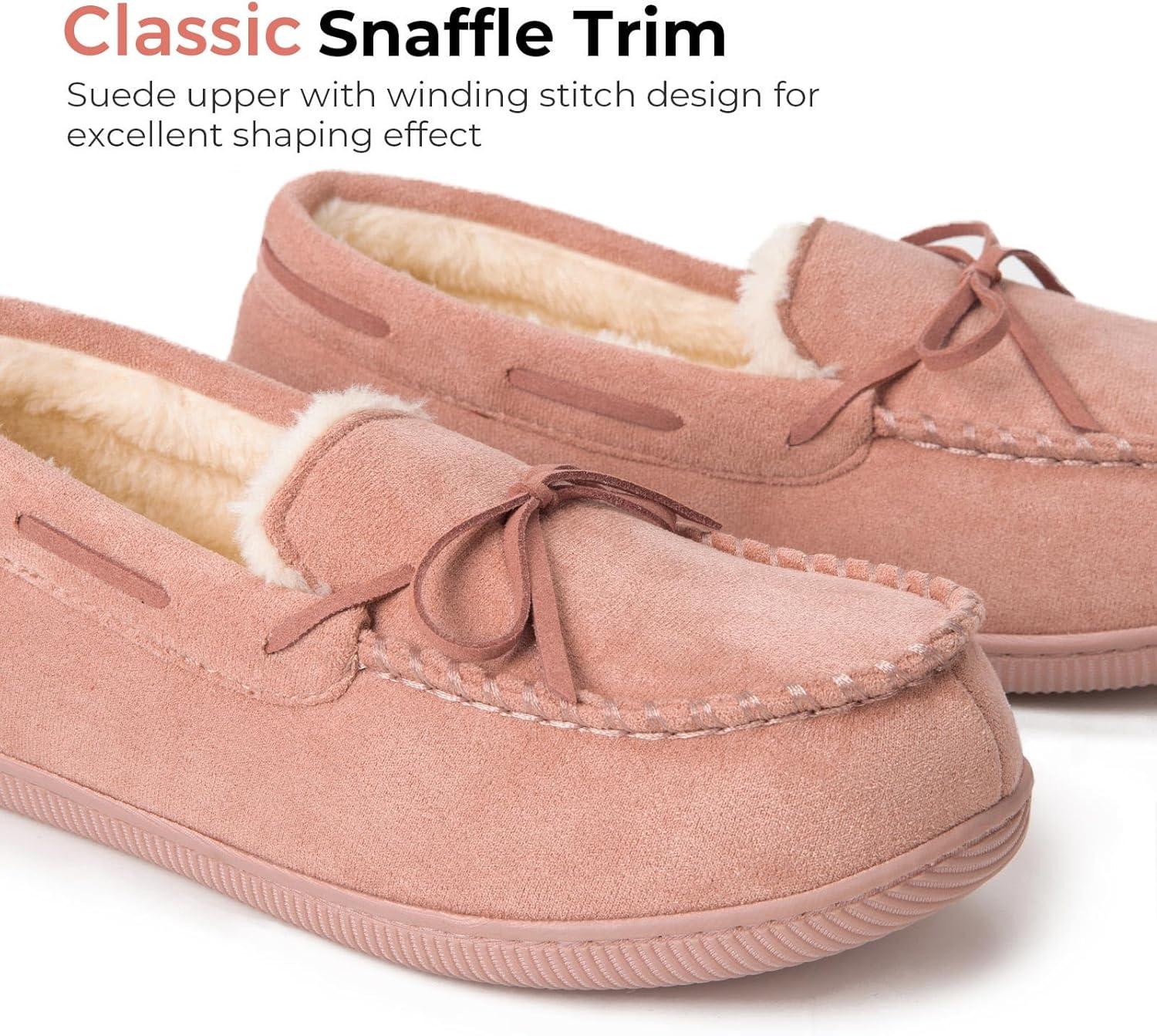 imageHomeTop Womens Moccasins House Slippers Memory Foam Indoor Outdoor Ladies ShoesPink Ash