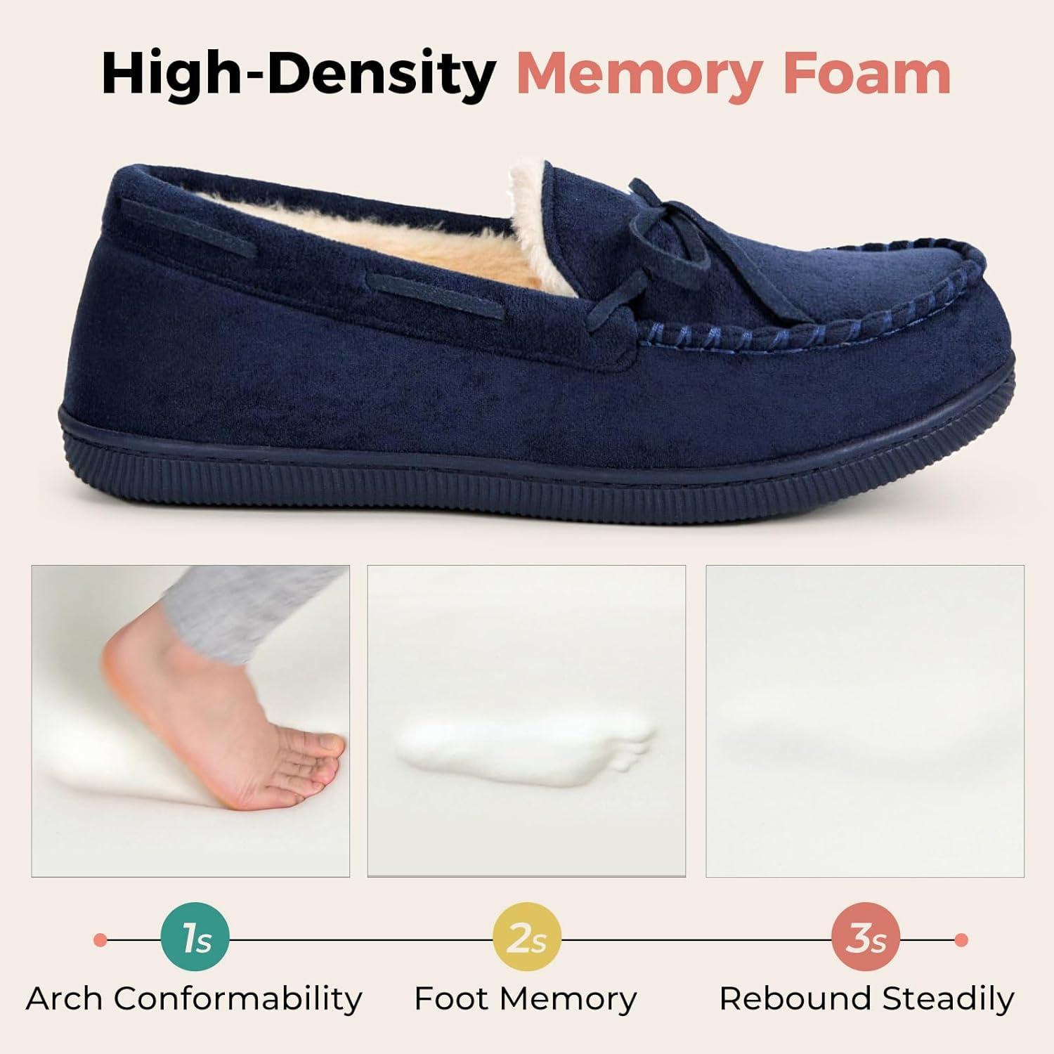 imageHomeTop Womens Moccasins House Slippers Memory Foam Indoor Outdoor Ladies ShoesSapphire Blue