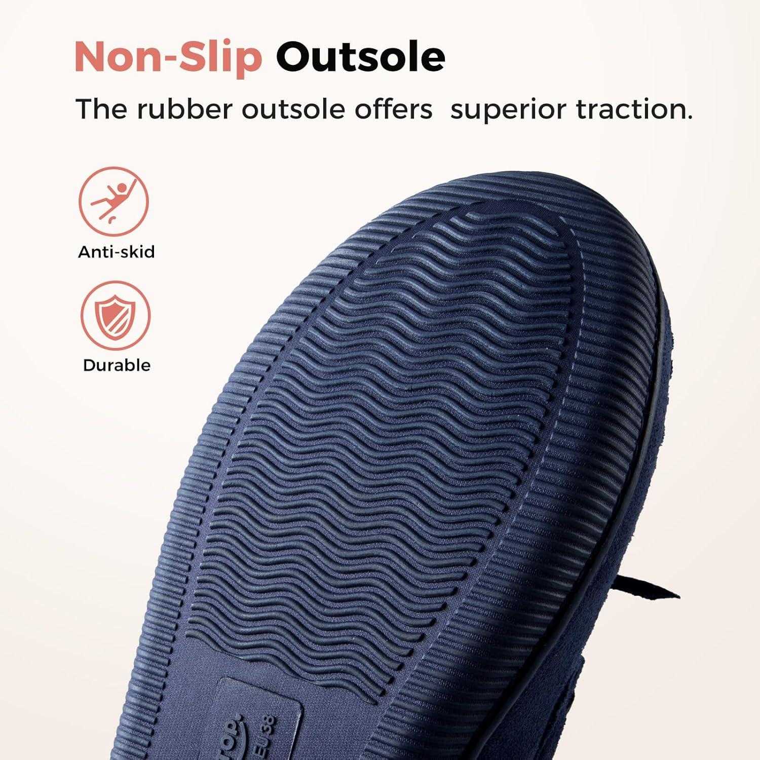 imageHomeTop Womens Moccasins House Slippers Memory Foam Indoor Outdoor Ladies ShoesSapphire Blue