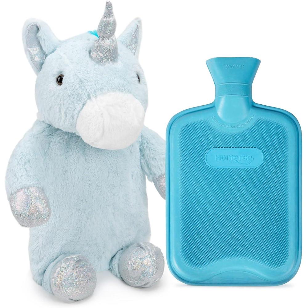imageHomeTop Premium Classic Rubber Hot Water Bottle with Cute Unicorn Animal CoverBlue