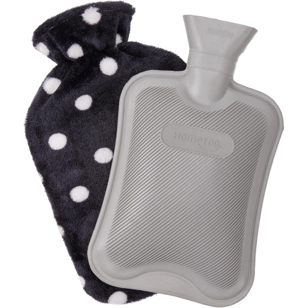 imageHomeTop Premium Classic Rubber Hot or Cold Water Bottle with Soft Fleece CoverSpace Black