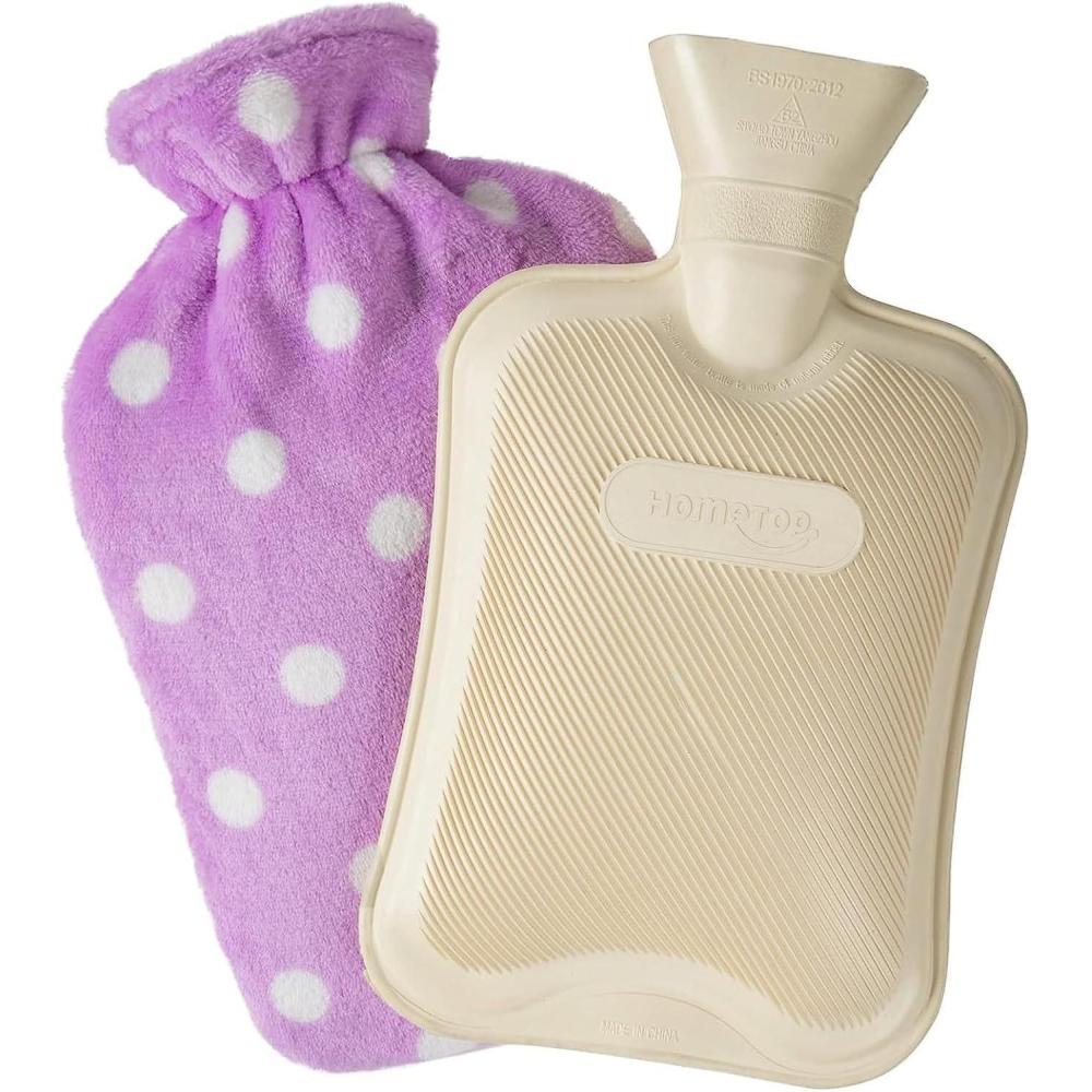 imageHomeTop Premium Classic Rubber Hot or Cold Water Bottle with Soft Fleece Coverlight Purple