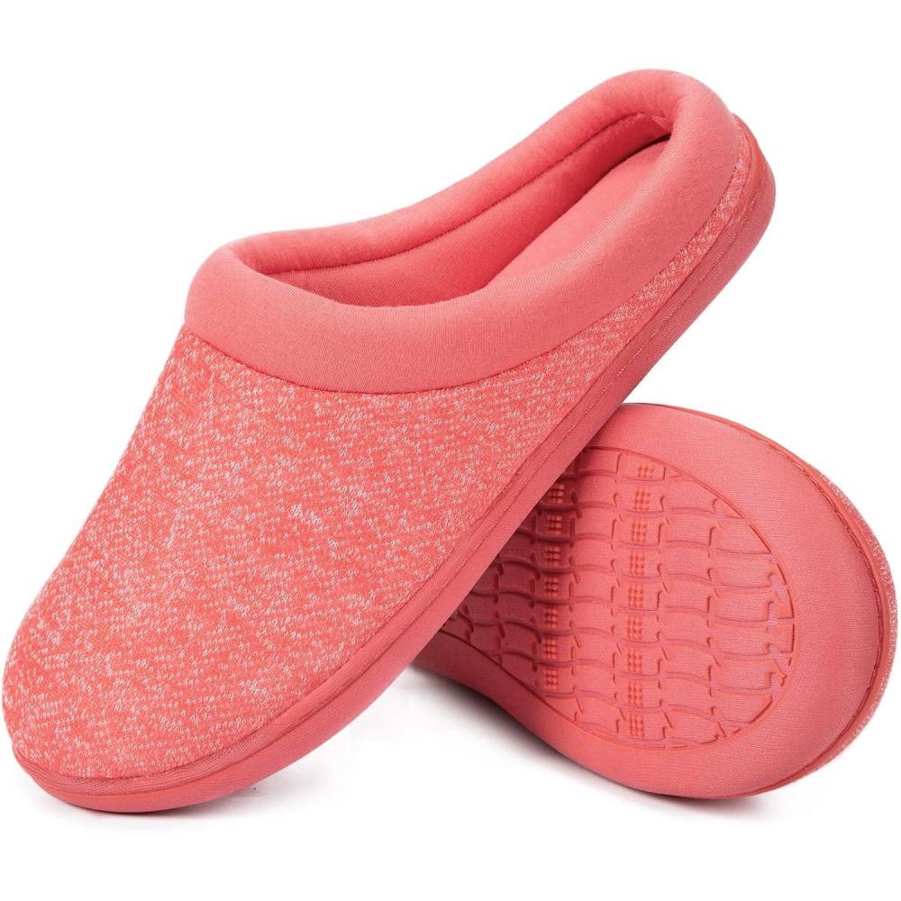 imageHomeTop Womens Knit Memory Foam Slippers Warm Soft House Shoes with Antislip SoleLight Red