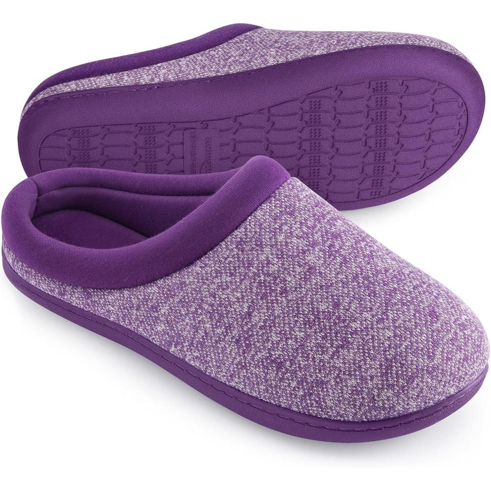 imageHomeTop Womens Knit Memory Foam Slippers Warm Soft House Shoes with Antislip SolePurple
