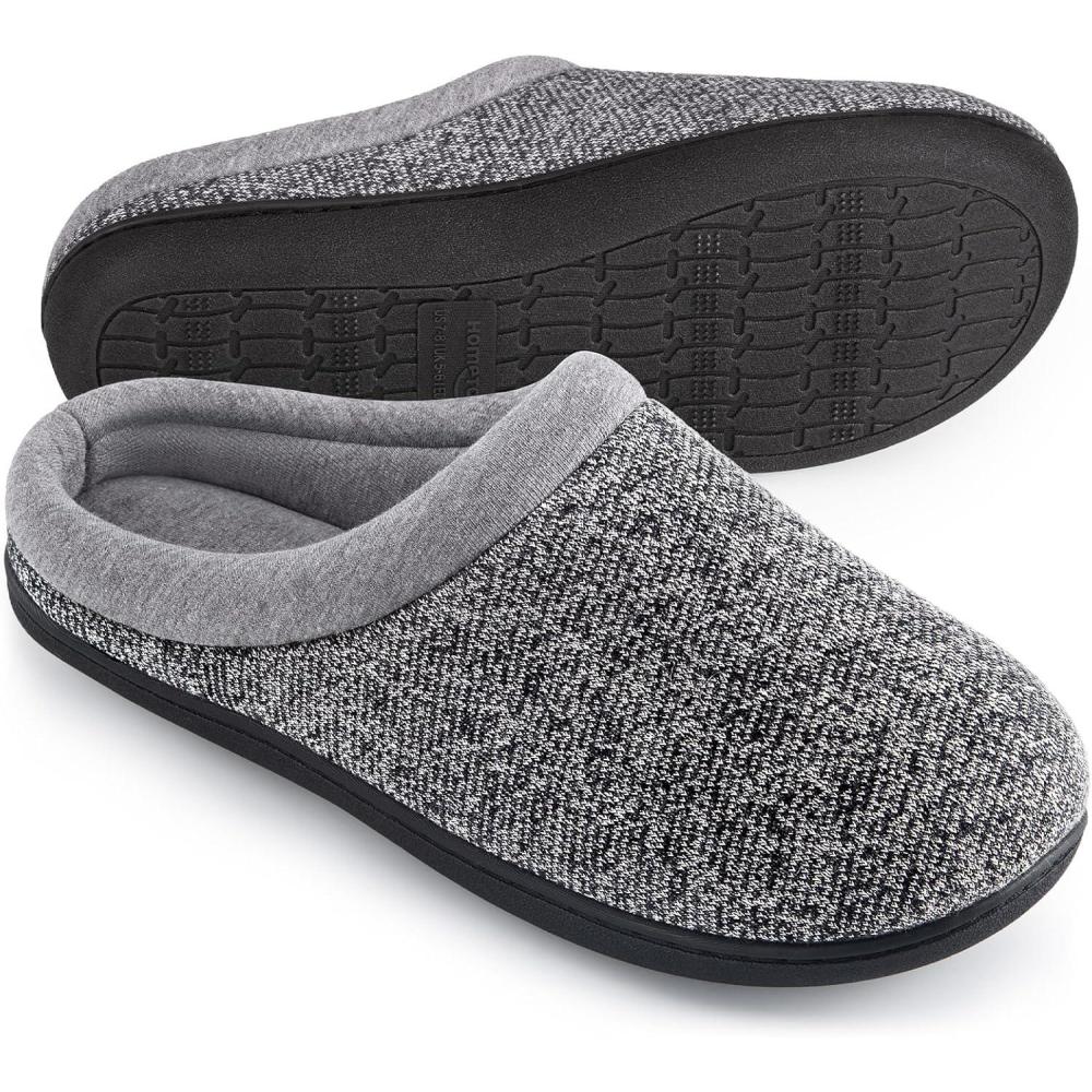 imageHomeTop Womens Knit Memory Foam Slippers Warm Soft House Shoes with Antislip SoleSpace Black