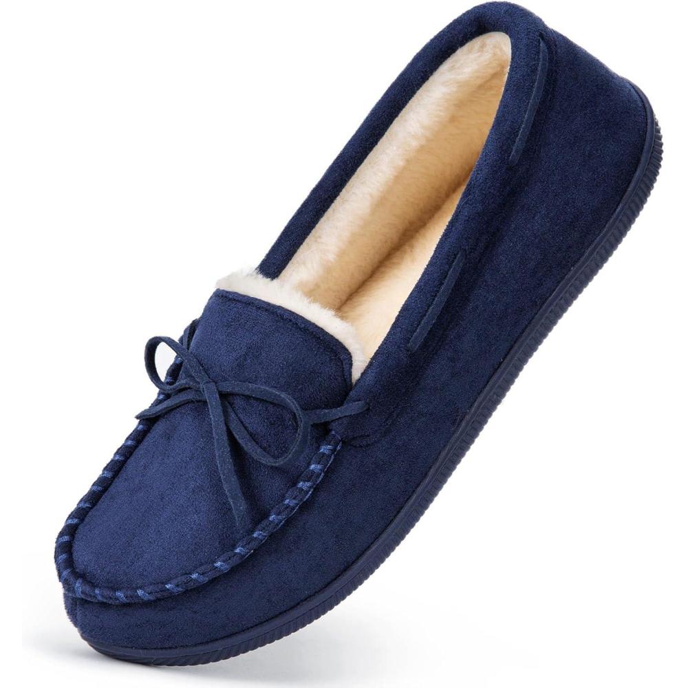 imageHomeTop Womens Moccasins House Slippers Memory Foam Indoor Outdoor Ladies ShoesSapphire Blue