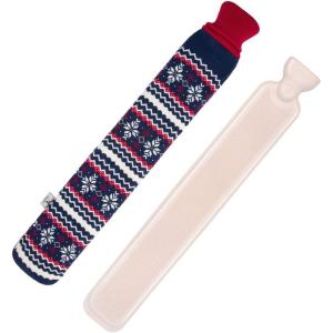 HomeTop Premium 2.25 Liters Rubber Hot Water Bottle w/Soft Fleece Cover(Navy Blue)