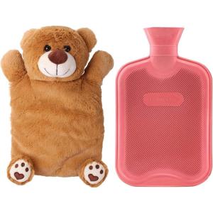 HomeTop Premium Classic Rubber Hot or Cold Water Bottle with Cute Stuffed Bear Cover(Red)