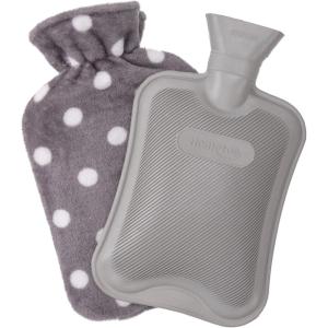 HomeTop Premium Classic Rubber Hot or Cold Water Bottle with Soft Fleece Cover(Gray)