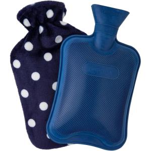 HomeTop Premium Classic Rubber Hot or Cold Water Bottle with Soft Fleece Cover(Navy Blue)