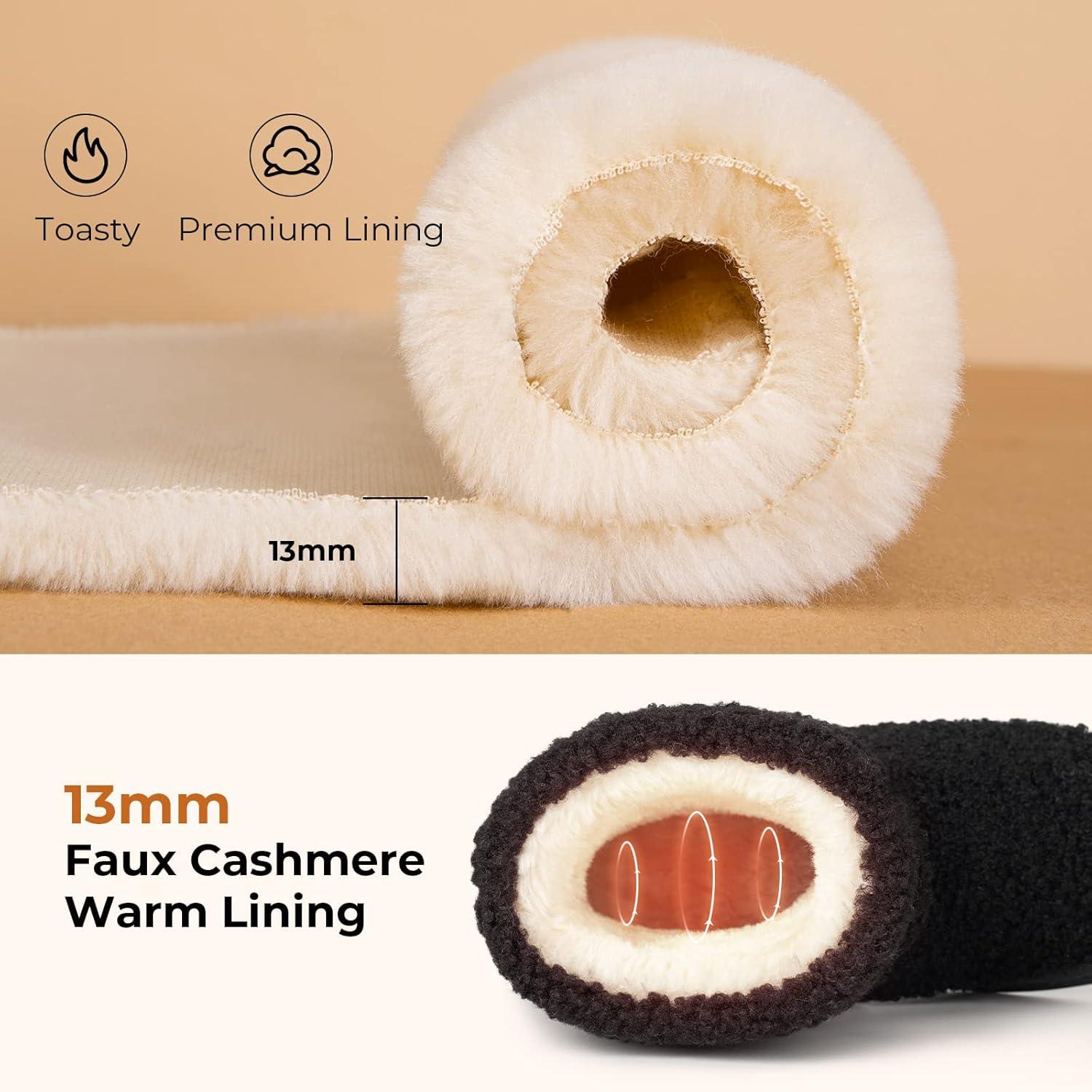 imageHomeTop Womens Bootie Slippers Fuzzy Warm Memory Foam Indoor House Shoes with Nonslip Rubber SolesBlack