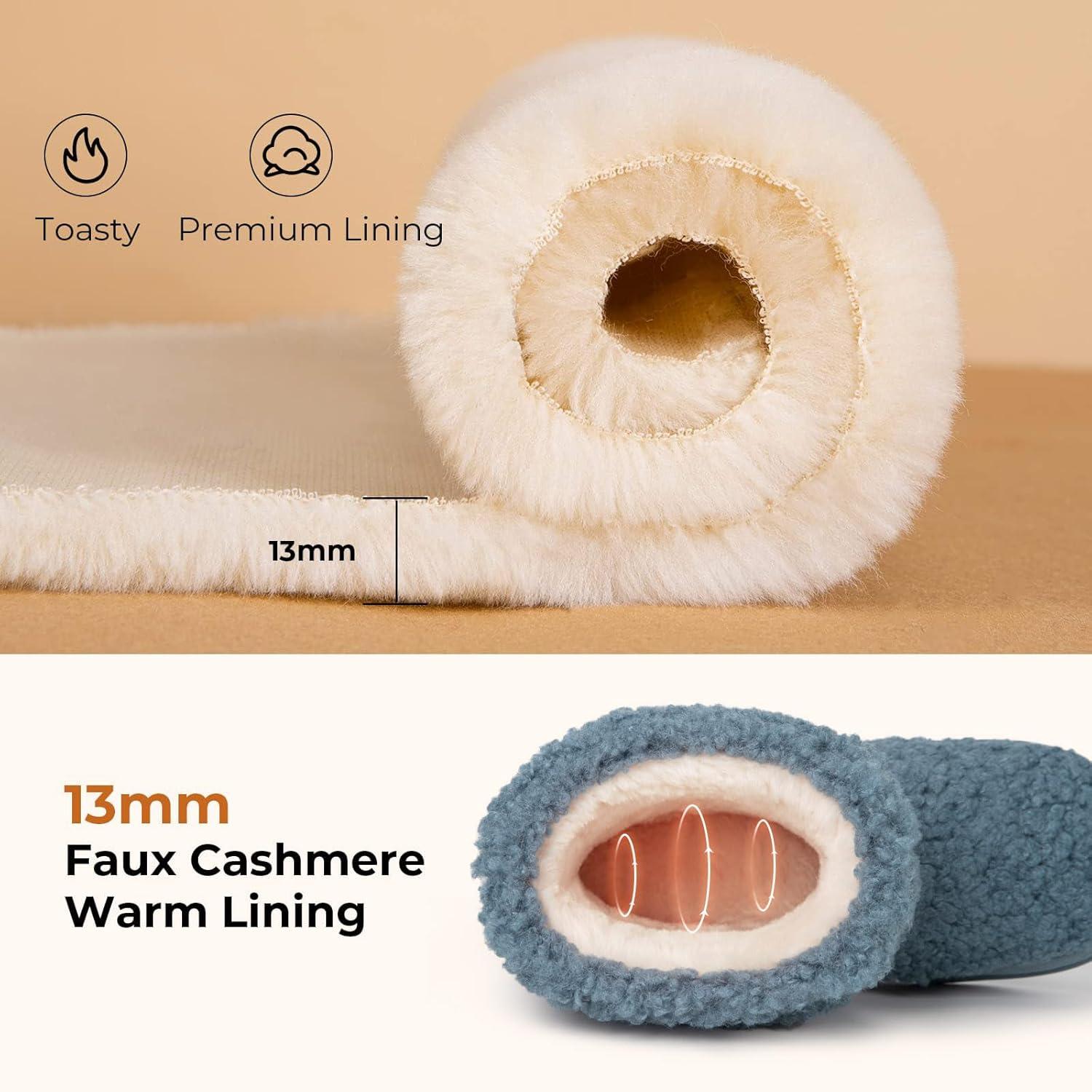 imageHomeTop Womens Bootie Slippers Fuzzy Warm Memory Foam Indoor House Shoes with Nonslip Rubber SolesBlue