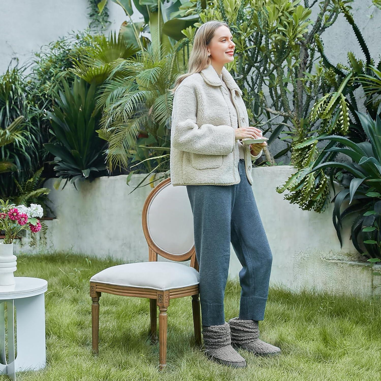 imageHomeTop Womens Bootie Slippers Fuzzy Warm Memory Foam Indoor House Shoes with Nonslip Rubber SolesGrey