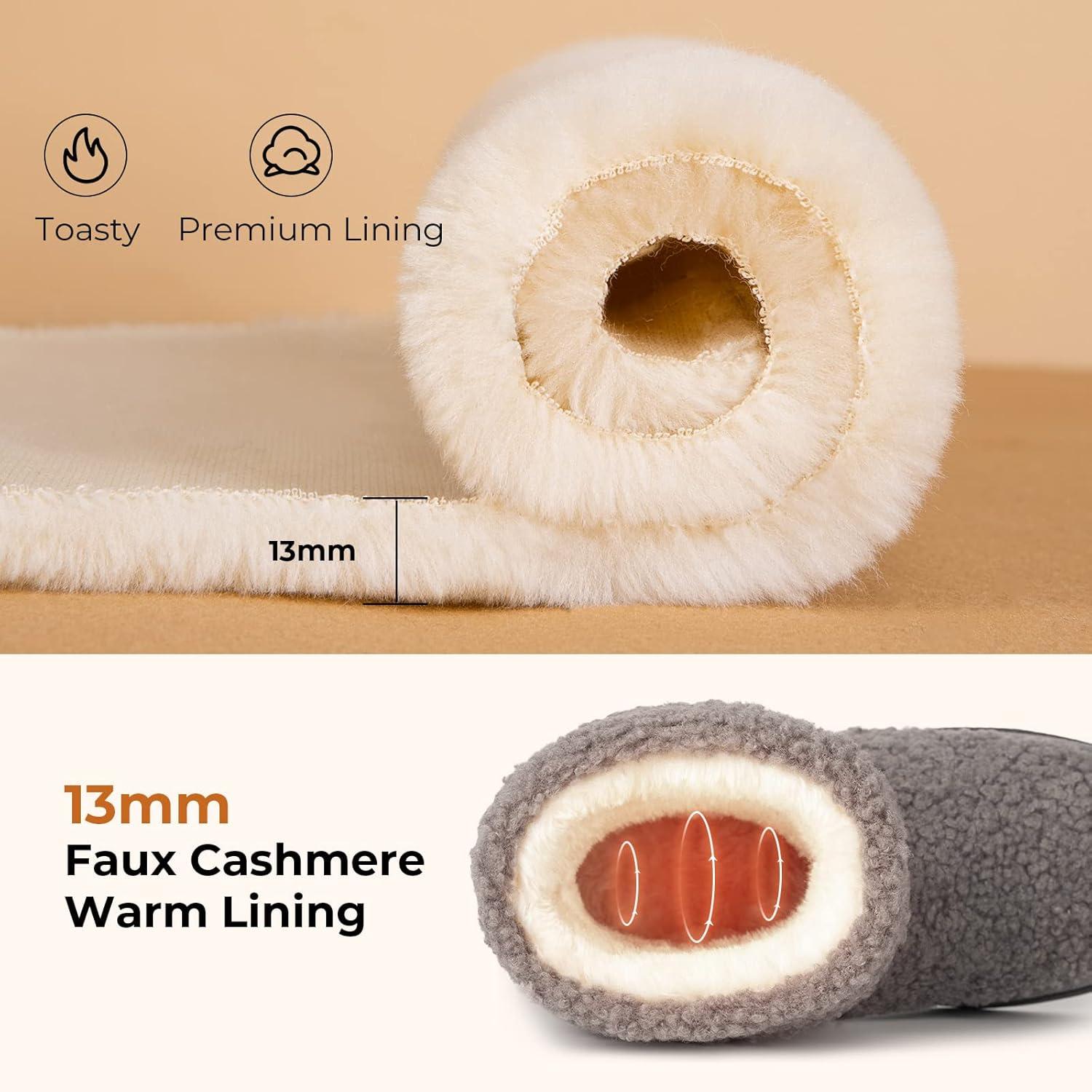 imageHomeTop Womens Bootie Slippers Fuzzy Warm Memory Foam Indoor House Shoes with Nonslip Rubber SolesGrey