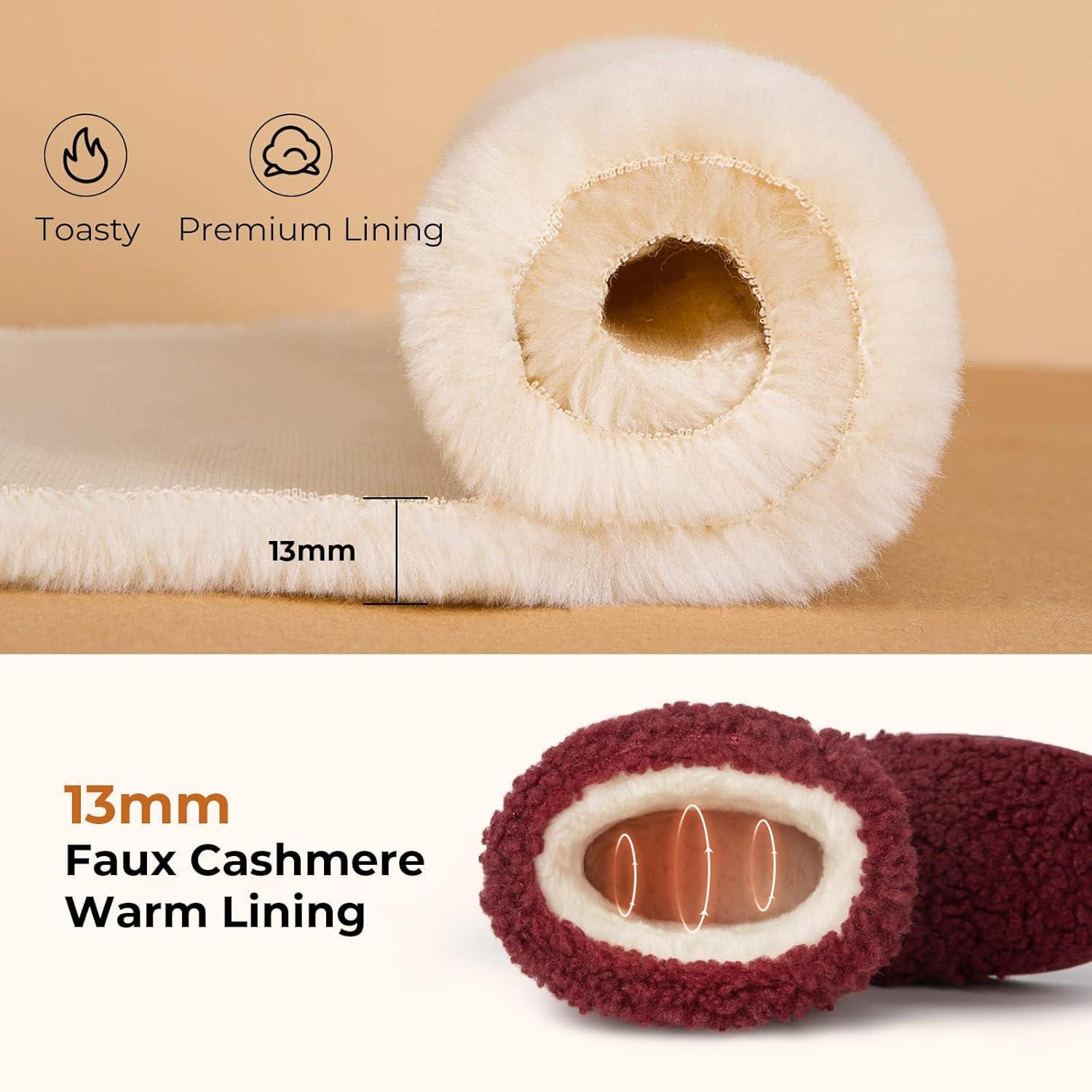 imageHomeTop Womens Bootie Slippers Fuzzy Warm Memory Foam Indoor House Shoes with Nonslip Rubber SolesWine Red