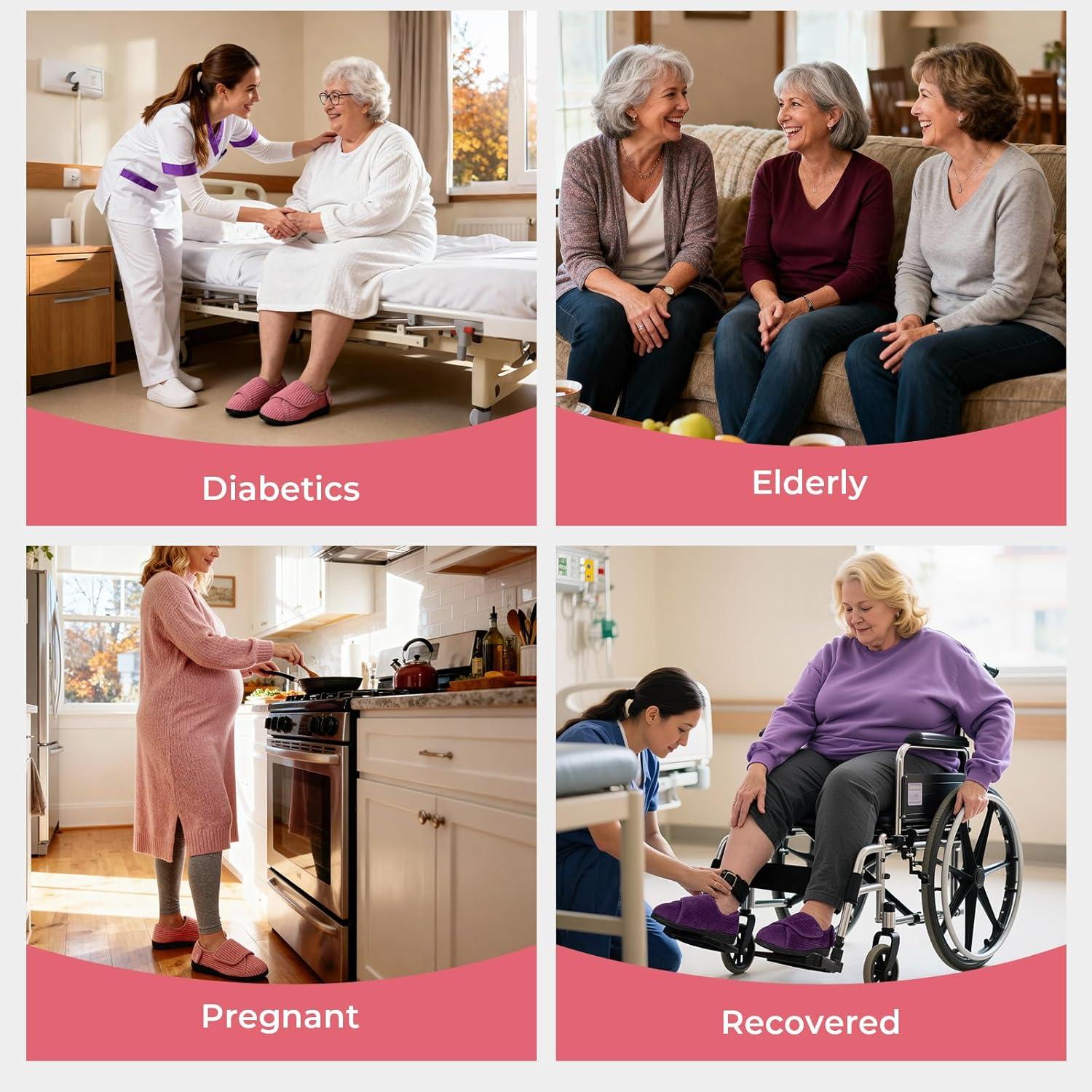 imageHomeTop Womens Corduroy Slippers Comfy Adjustable Hook and Loop Memory Foam Indoor Closedback House Shoes for Diabetic Swollen FeetDark Galaxy Blue