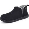 imageHomeTop Mens Bootie Slippers Comfy Warm Soft Nonslip Indoor Memory Foam House Shoes with Elastic GoresBlack