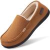 imageHomeTop Mens Classic Moccasin Slippers Comfy Memory Foam Indoor House ShoesTan