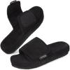 imageHomeTop Womens Corduroy Open Toe Slippers with Adjustable Closure Memory FoamMatte Black
