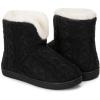 imageHomeTop Womens Knit Bootie Slippers Fuzzy Warm Memory Foam Indoor House ShoesDark Black