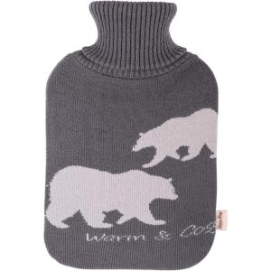 HomeTop Large 2 Liter Soft Knit Elegant Polar Bear Hot Water Bottle Cover – ONLY Cover(Gray)