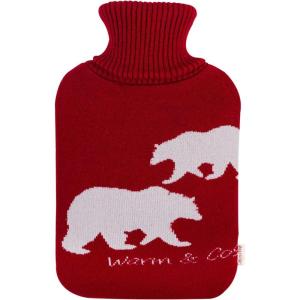 HomeTop Large 2 Liter Soft Knit Elegant Polar Bear Hot Water Bottle Cover – ONLY Cover(Wine)