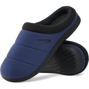 HomeTop Men’s Quilted Slippers Cozy Soft Non-Slip De Velvet Memory Foam House Shoes