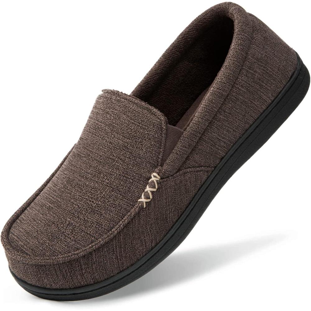 imageHomeTop Mens House Slippers Memory Foam Shoes Moccasins Style Indoor Outdoor Classic Breathable Premium Microsuede Washable Slippers