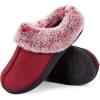 imageHomeTop Womens Classic Microsuede Memory Foam Slippers Durable Rubber Sole with Warm Faux Fur Collar 56 M Burgundy